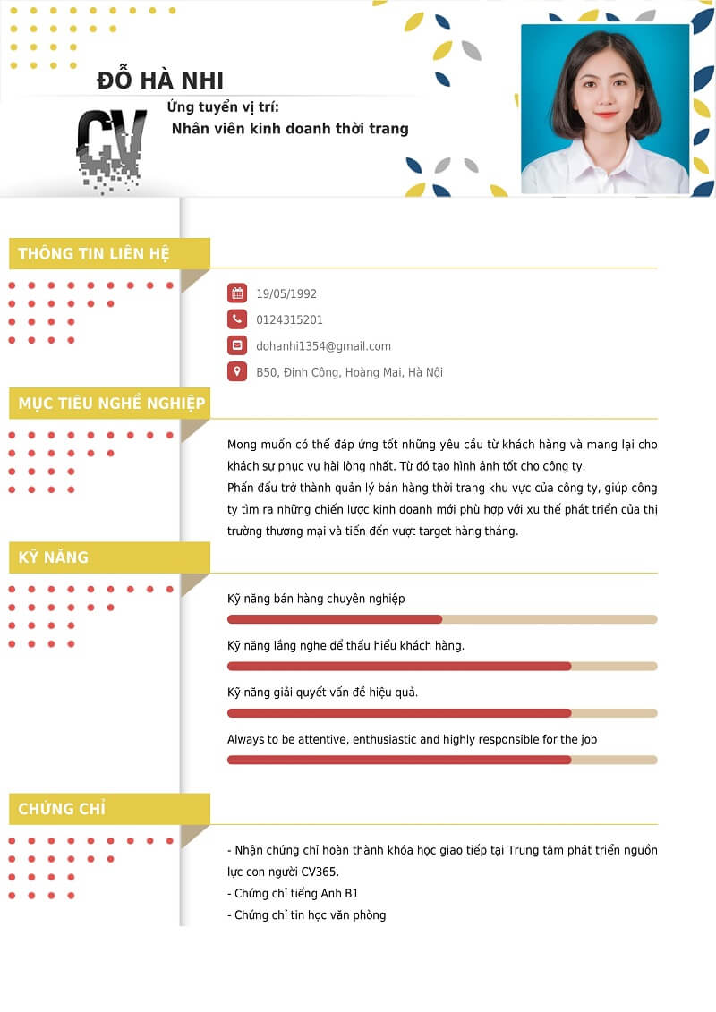 Mẫu mục tiêu nghề nghiệp 2