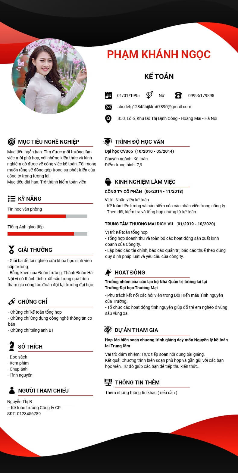 Mẫu CV xin việc kế toán - mẫu 14