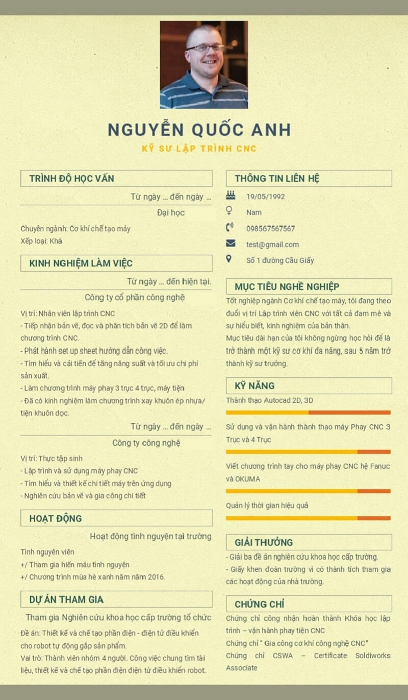 Mẫu CV xin việc ngành ô tô dạng cổ điển