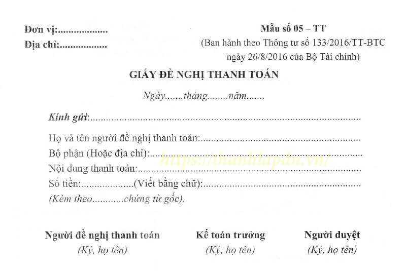 Cùng hiểu về mẫu giấy đề nghị thanh toán tạm ứng