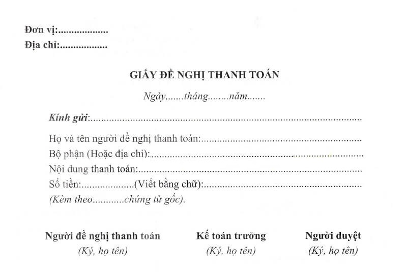 Hướng dẫn viết giấy đề nghị thanh toán