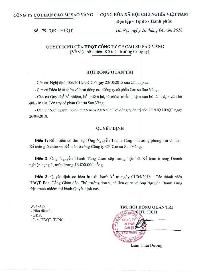 Mẫu quyết định bổ nhiệm kế toán trưởng