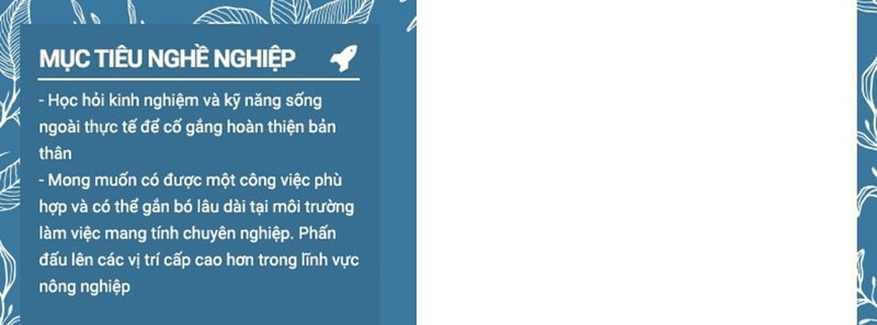 Phần mục tiêu nghề nghiệp trong CV Nông - Lâm - Ngư Nghiệp
