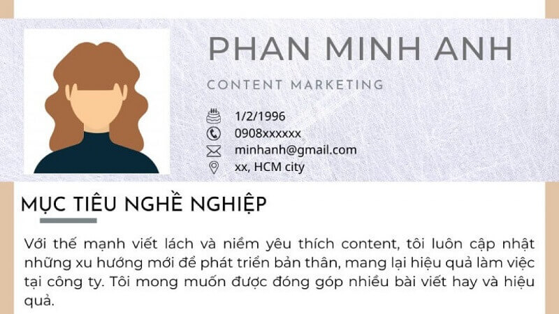 Mục tiêu nghề nghiệp trong mẫu CV ngành marketing