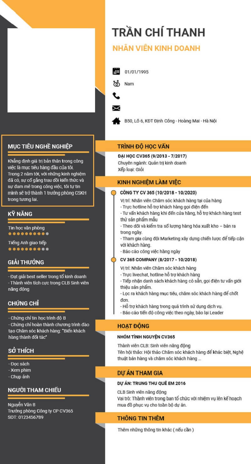 Mục tiêu nghề nghiệp trong CV kinh doanh