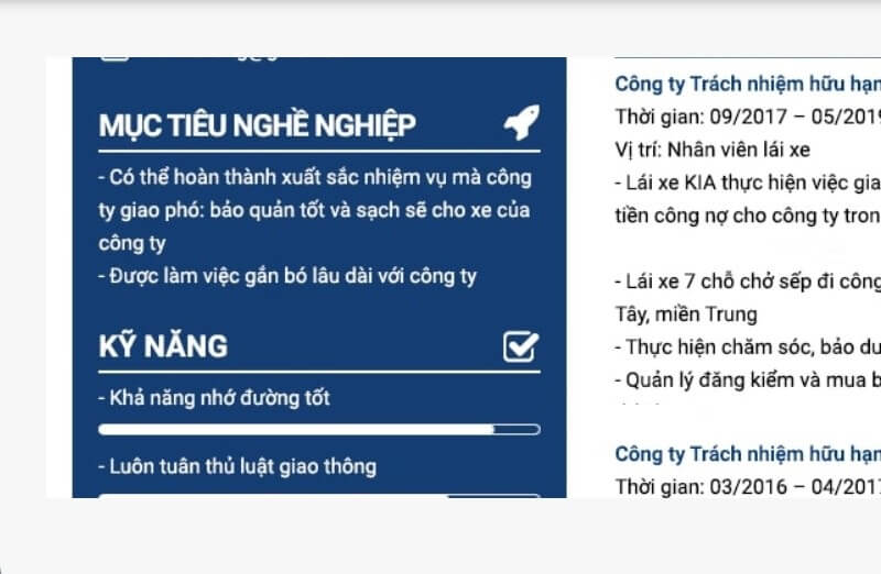 Mục tiêu nghề nghiệp viết trong CV lái xe