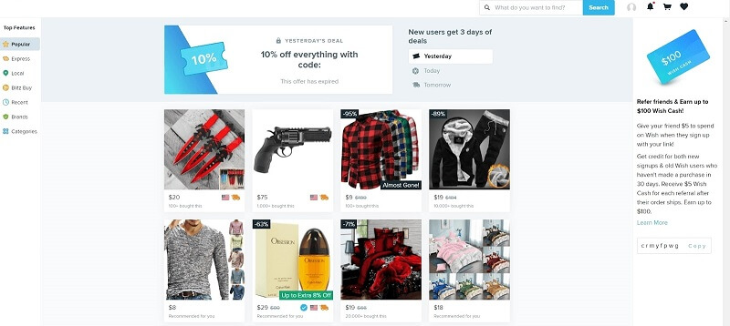 Wish hiện đang hoạt động ở gần 80 quốc gia