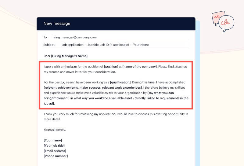 Viết phần mục nội dung chính trong email xin việc bằng tiếng Anh