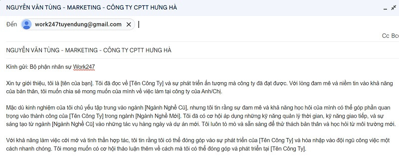 Hướng dẫn viết phần nội dung chính trong email xin việc trái ngành