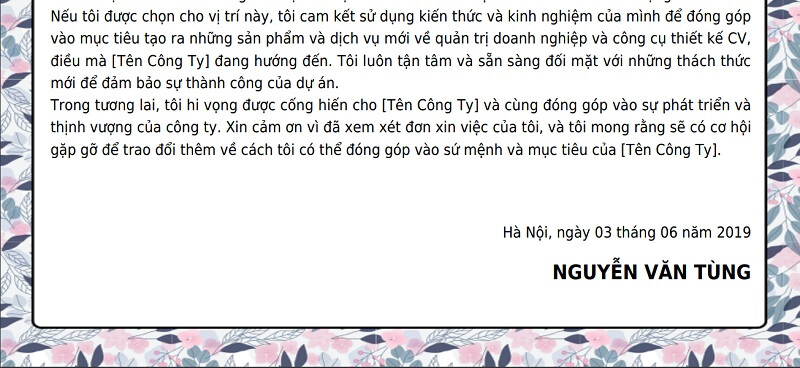 Phần kết luận của đơn xin việc IT