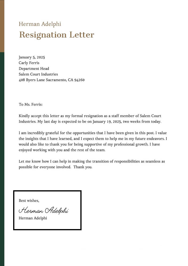 Phần kết của email xin nghỉ việc bằng tiếng Anh