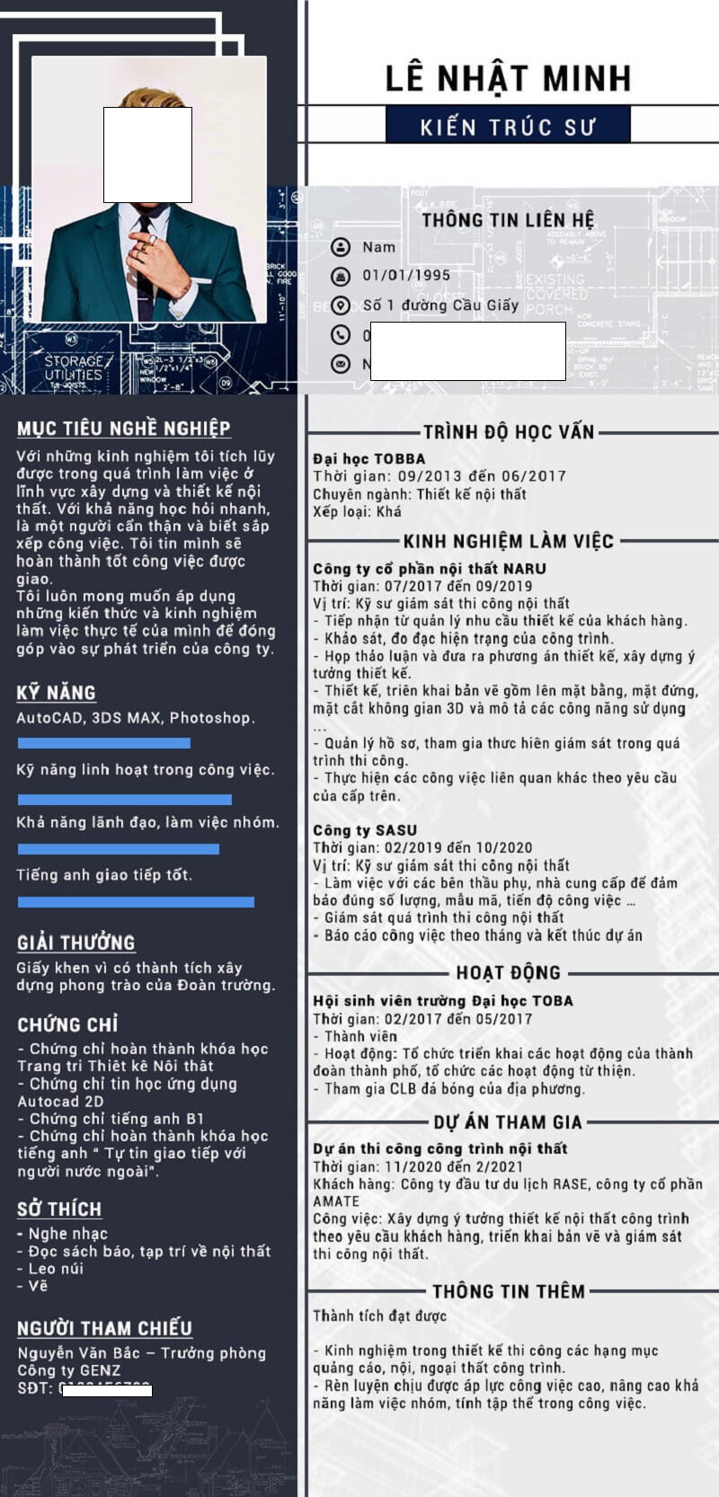 Mẫu CV kiến trúc sáng tạo