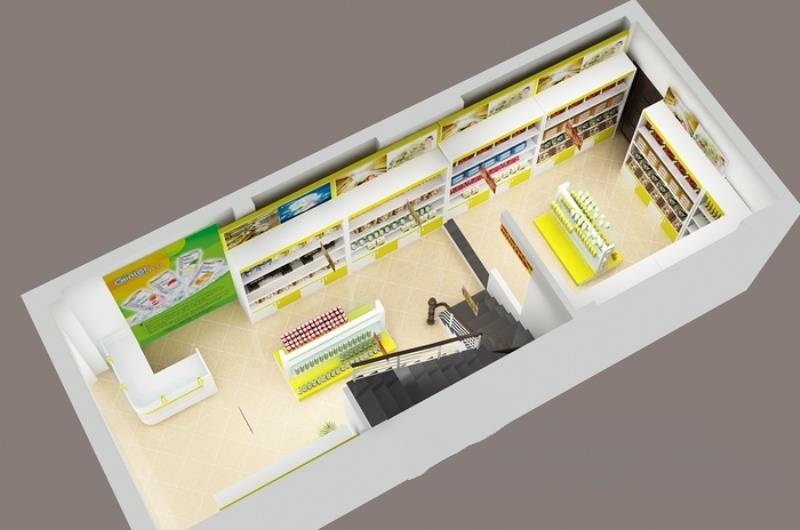 Sơ đồ mặt bằng cho mô hình cửa hàng có diện tích vừa