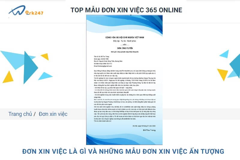 Tạo đơn xin nghỉ việc tại viecday365