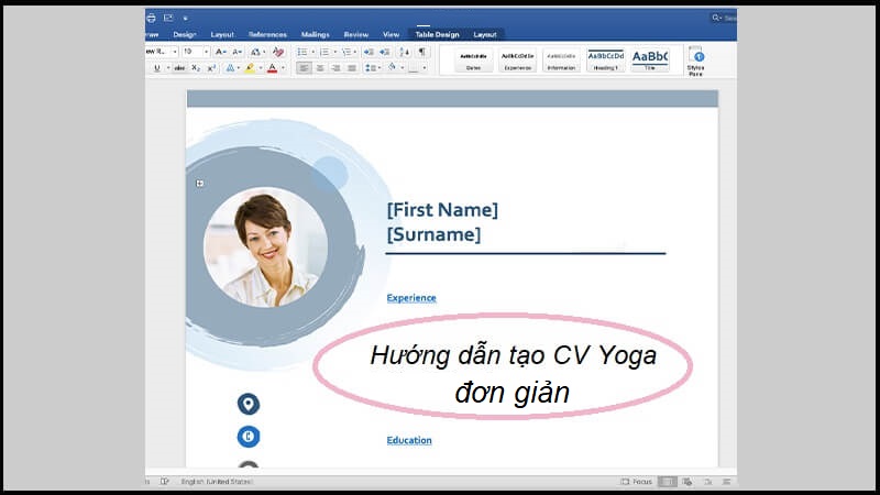 Tạo mẫu CV yoga đơn giản