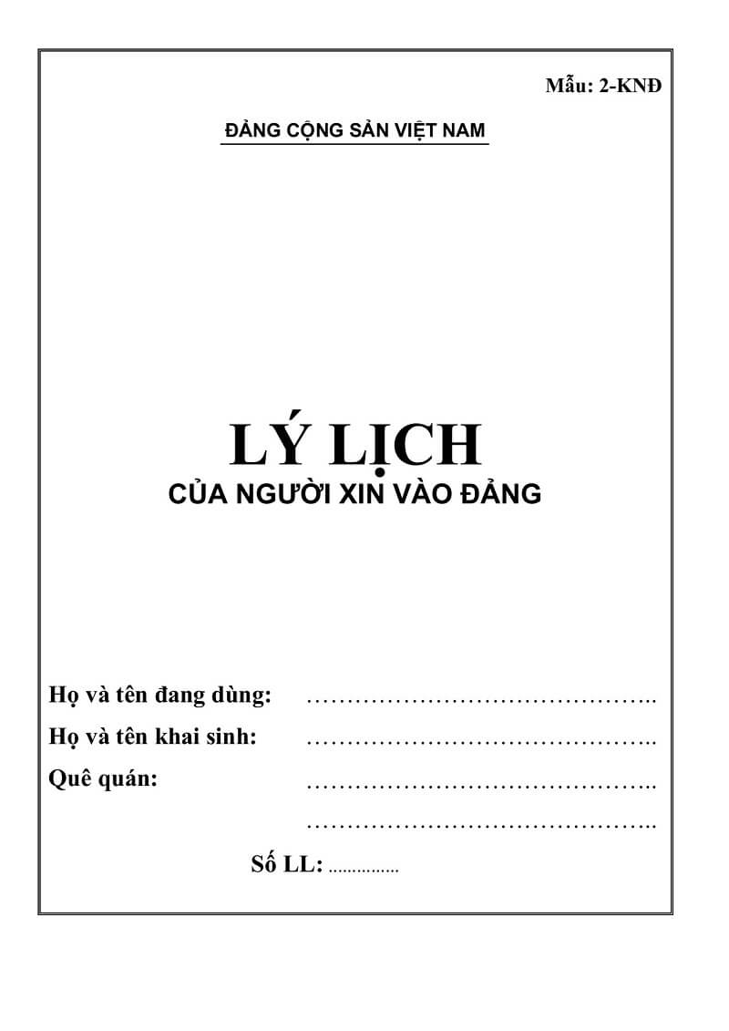 Hướng dẫn khai lý lịch của ngời xin vào Đảng