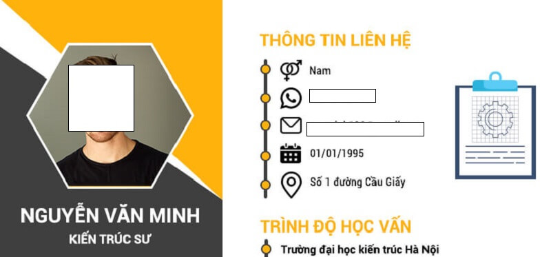 Thông tin cá nhân trong CV kiến trúc sư