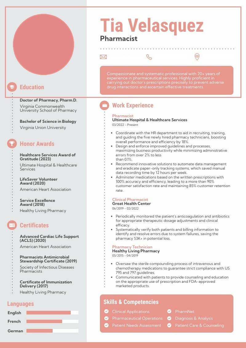 Thông tin cá nhân trong CV dược sĩ