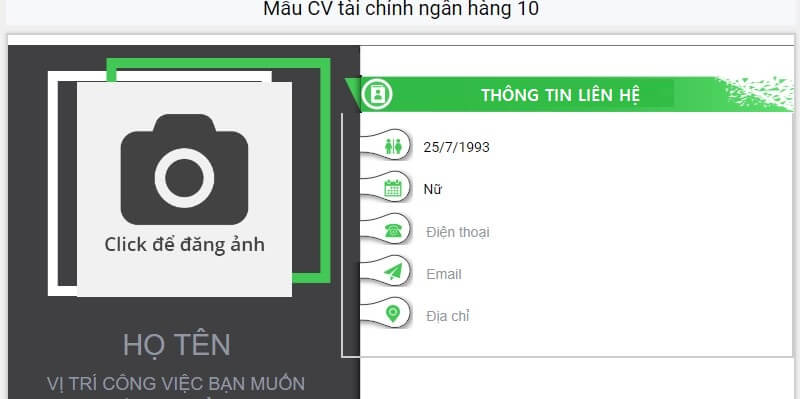 Viết thông tin cá nhân trong CV SeABank 
