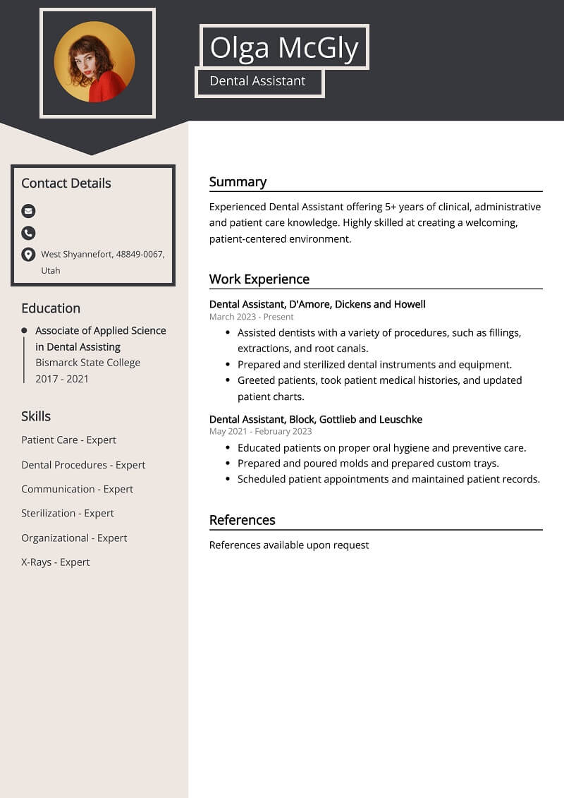 Phần thông tin cá nhân trong CV phụ tá nha khoa