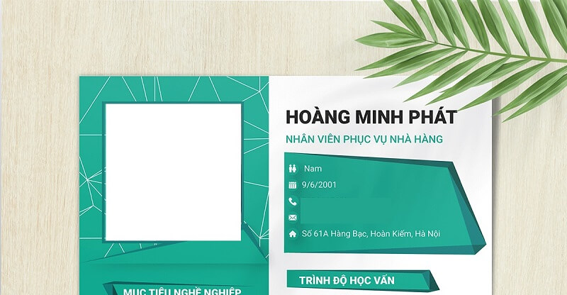 Thông tin cá nhân trong CV xin việc học sinh cấp 3
