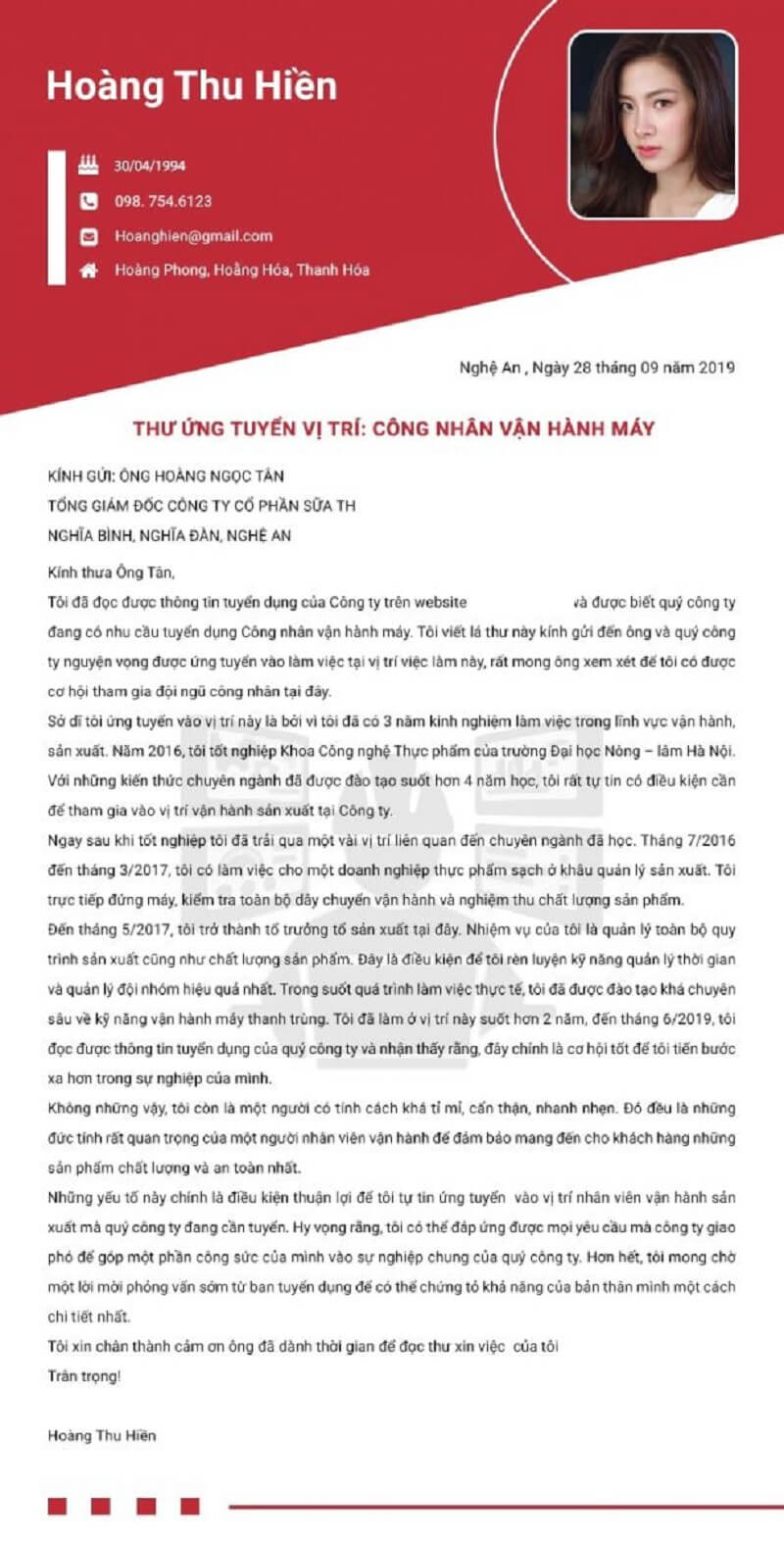 Thư xin việc sản xuất – vận hành, sản xuất đem lại cơ hội việc làm tốt