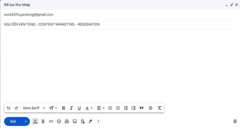 Tiêu đề email xin nghỉ việc bằng tiếng Anh