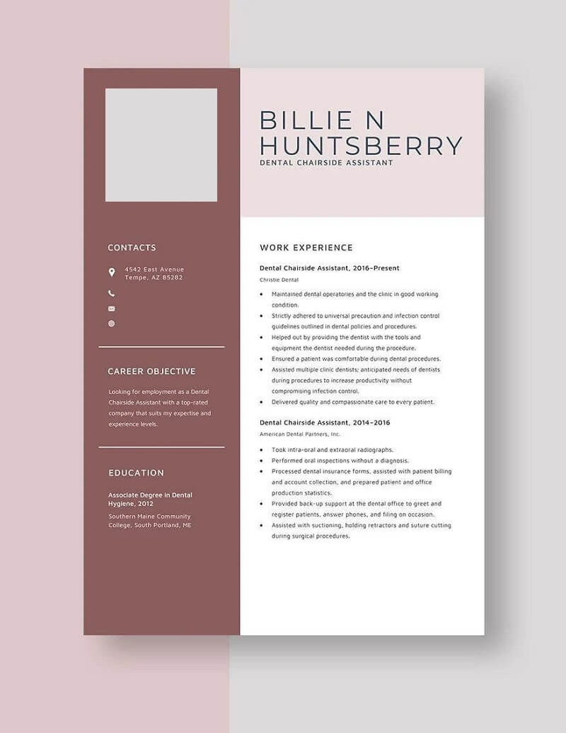 Mẫu CV xin việc nha khoa phong cách tinh tế