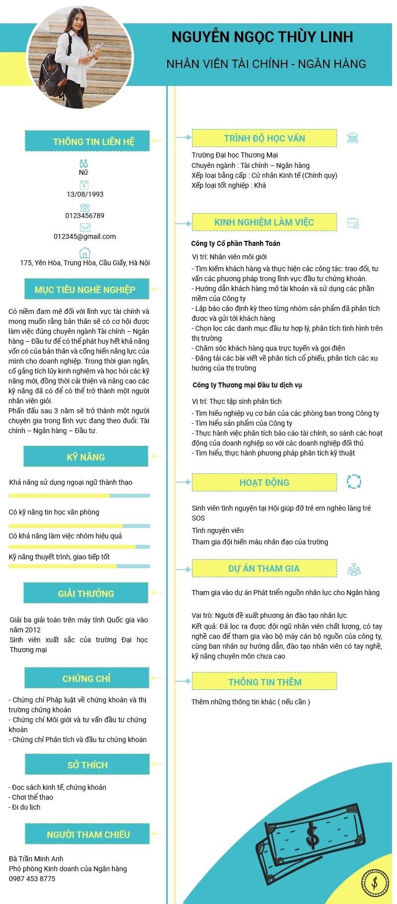 Trình bày các phần trong CV SeABank