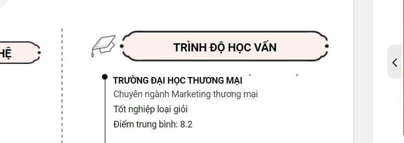 Trình độ học vấn cv marketing