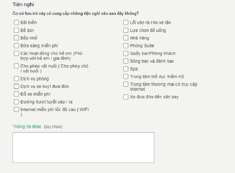 Tiện nghi tripadvisor