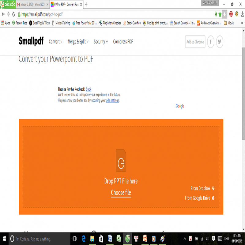 Truy cập trang smallpdf