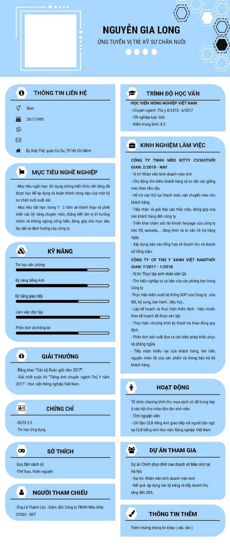 Mẫu CV xin việc thú y phong cách truyền thống