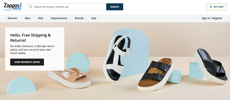 Cách Zappos truyền tải USP trên website