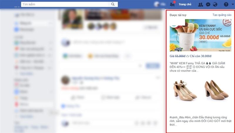 Ví dụ về vị trí của chiến dịch quảng cáo