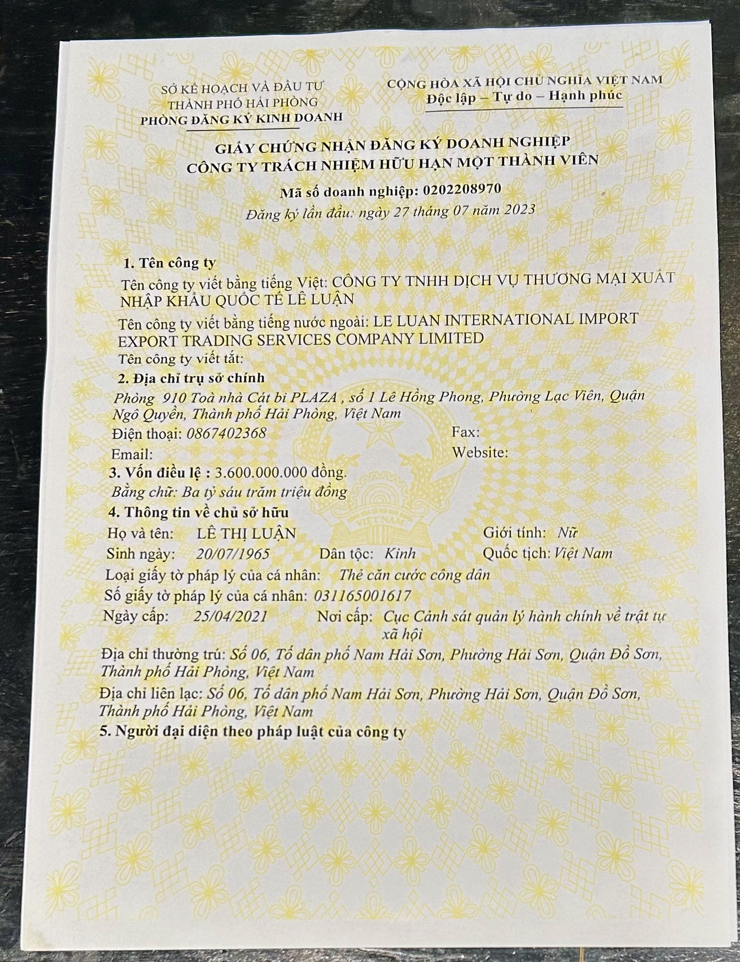 Hình ảnh 1 - Công Ty TNHH Dịch Vụ Thương Mại Xuất Khẩu Quốc Tế Lê Luận