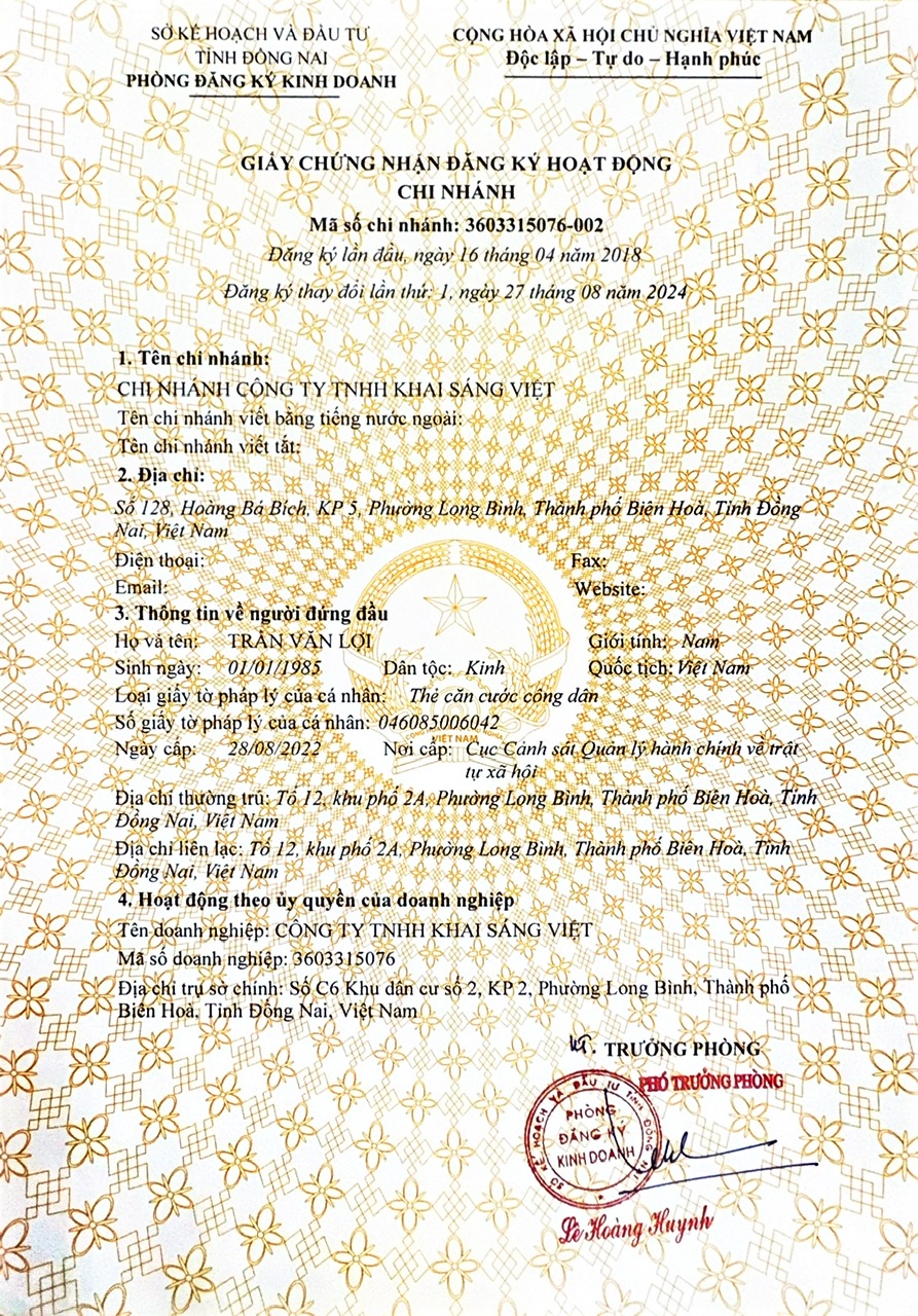 Hình ảnh 1 - Chi Nhánh Công Ty TNHH Khai Sáng Việt