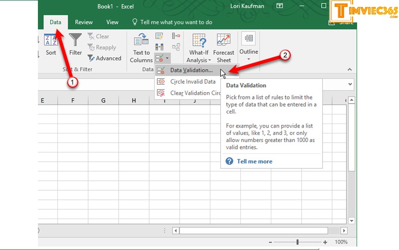 Làm thế nào để tạo danh sách thả xuống trong file excel?