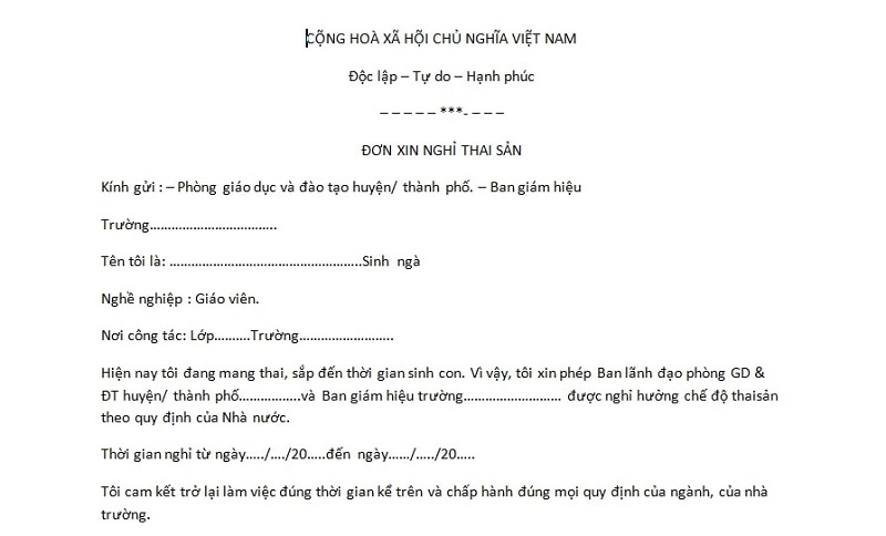 Cập nhật mới nhất về đơn xin nghỉ thai sản của vợ và chồng!