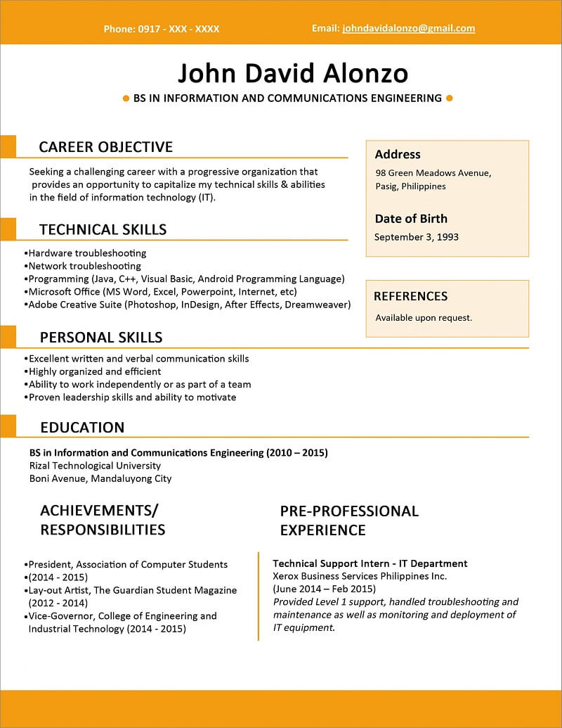 CV tiếng Anh cho sinh viên mới ra trường được viết như thế nào?