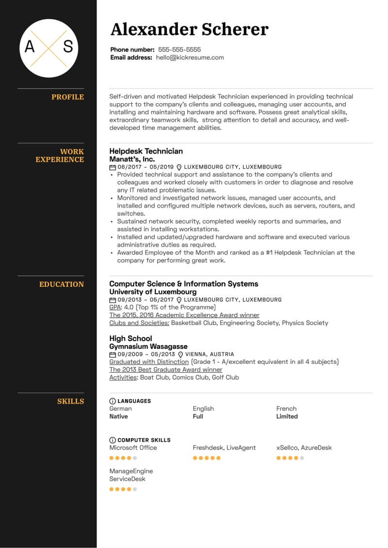 CV IT helpdesk – Hồ sơ xin việc cho vị trí kết nối khách hàng