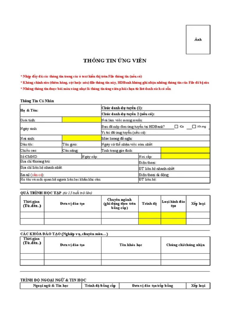 Cách thức viết mẫu CV xin việc ngân hàng HDBank chất lượng hiệu quả