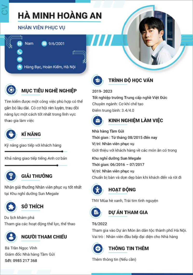 Mách nhỏ bạn cách ghi mẫu CV xin việc phục vụ nhà hàng ấn tượng