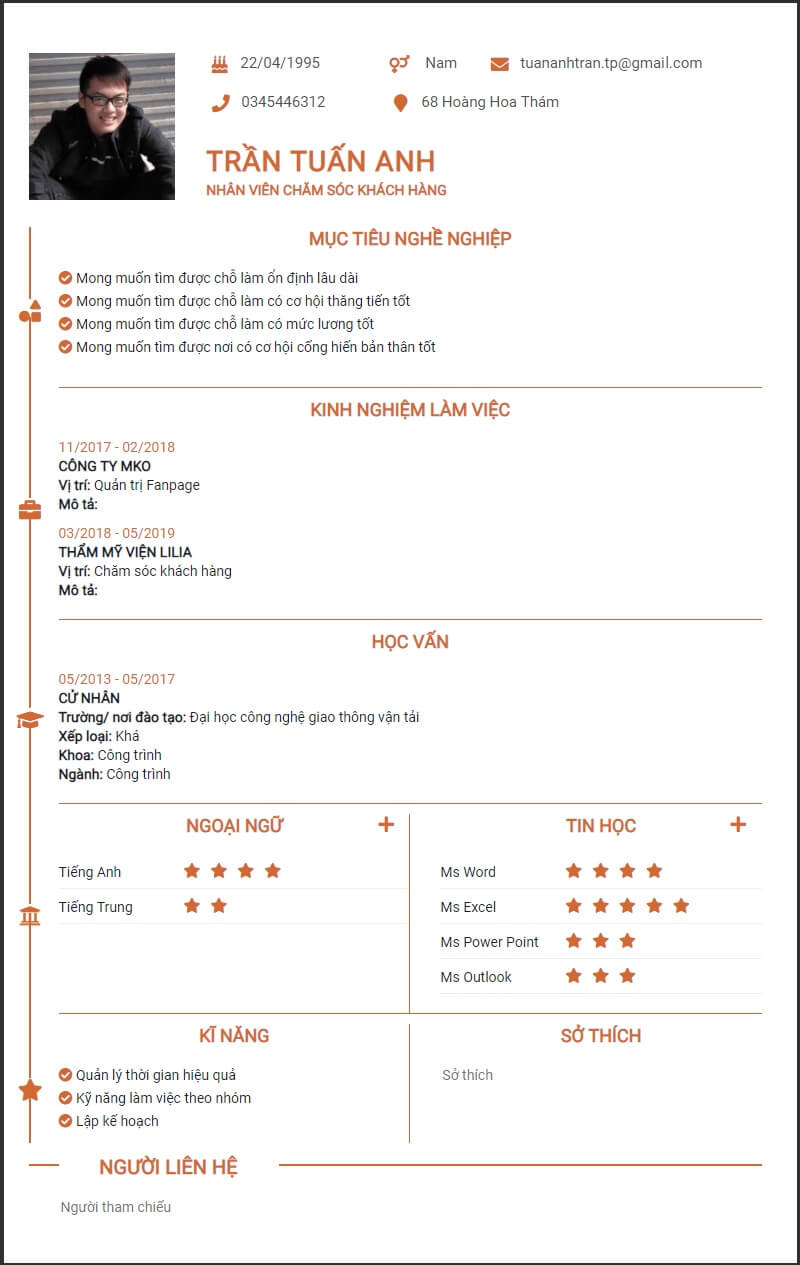 Hướng dẫn cách tạo đột phá bằng mẫu CV cho sinh viên năm nhất