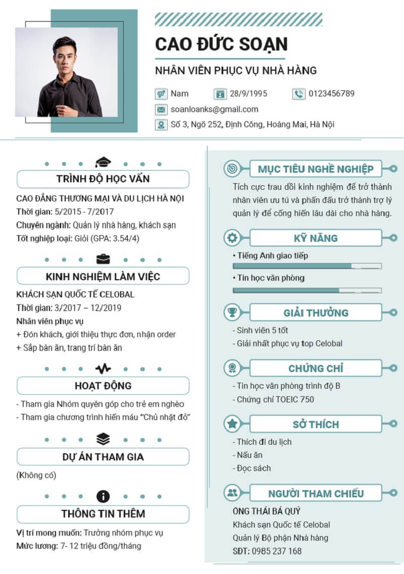 Tạo ấn tượng bằng mẫu CV xin việc phục vụ tại nơi phỏng vấn