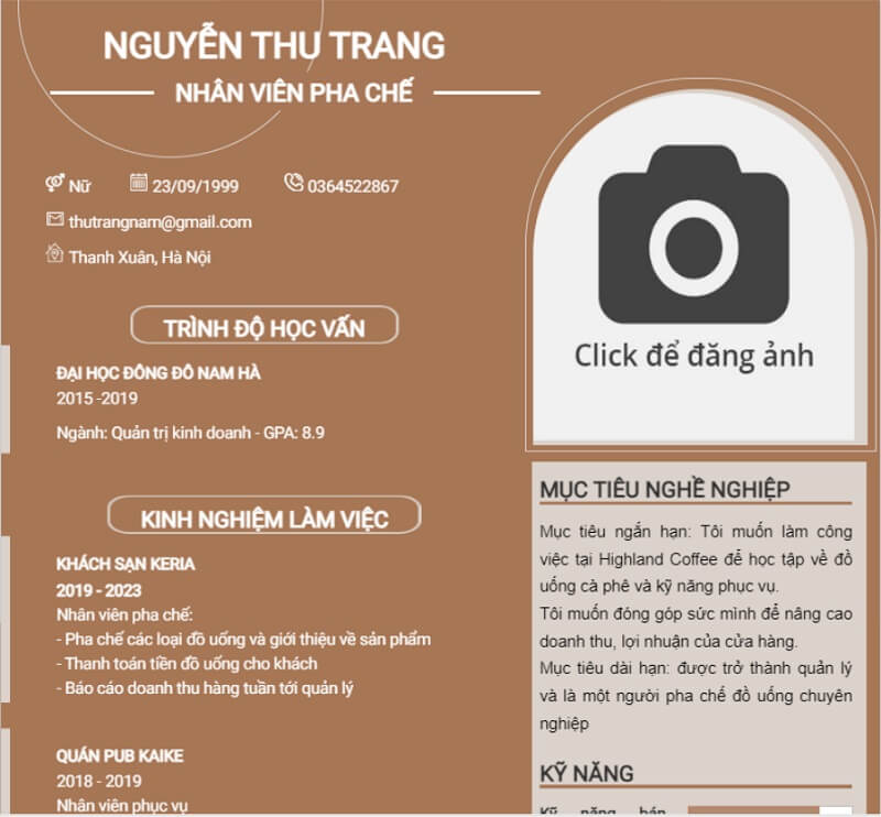 viecday365 gợi ý cách viết CV xin việc Highland Coffee chuyên nghiệp