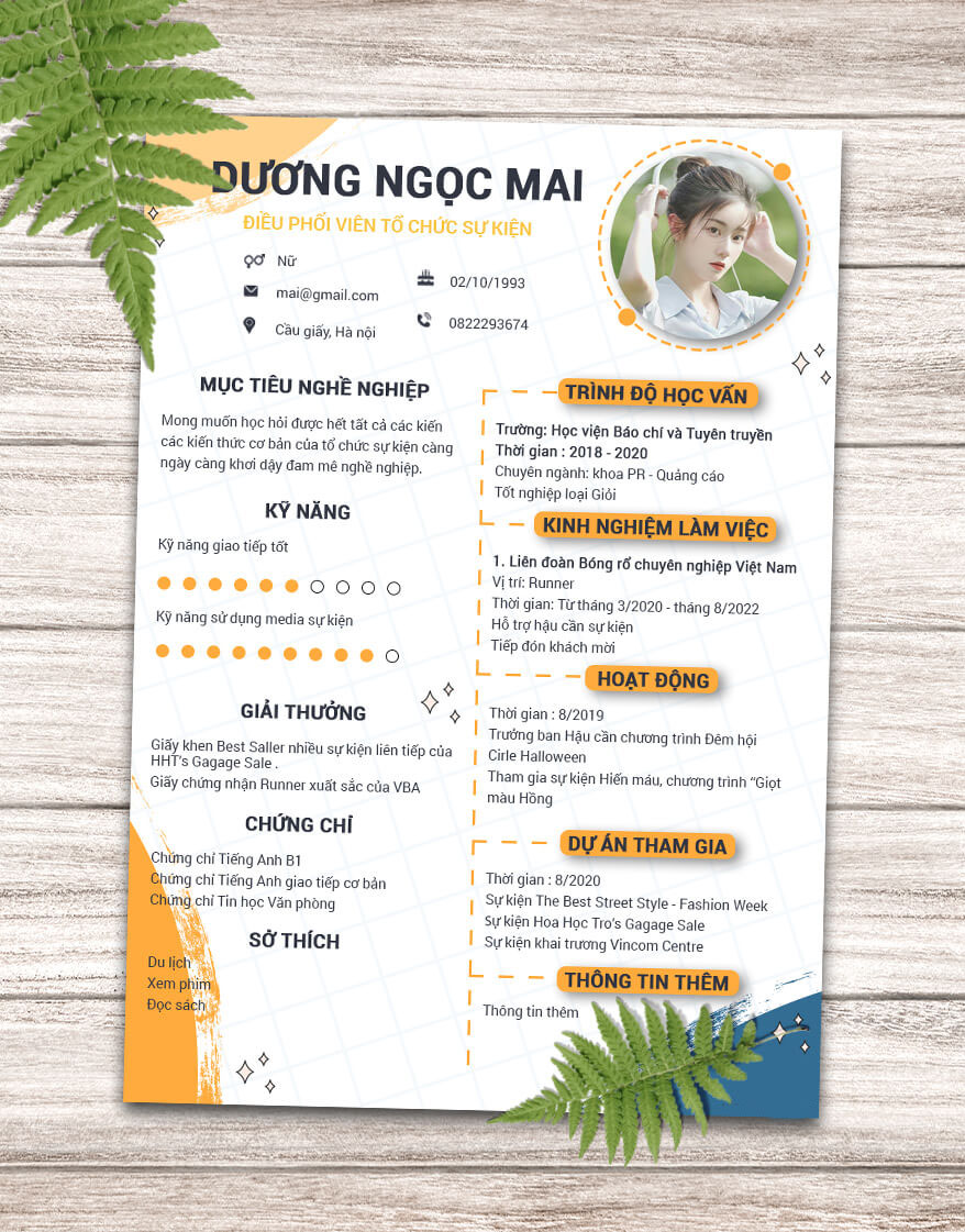 CV Dịch vụ 10