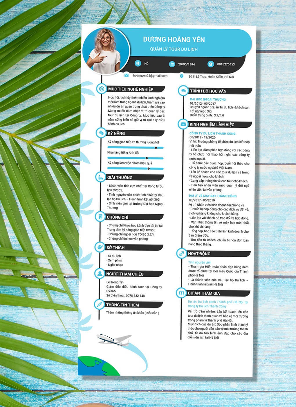 Mẫu CV xin việc Du lịch 09