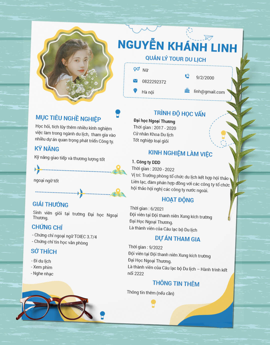 Mẫu CV Du lịch 15