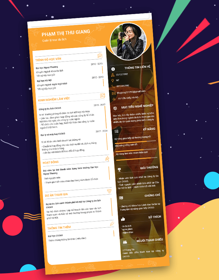 Mẫu CV xin việc du lịch
